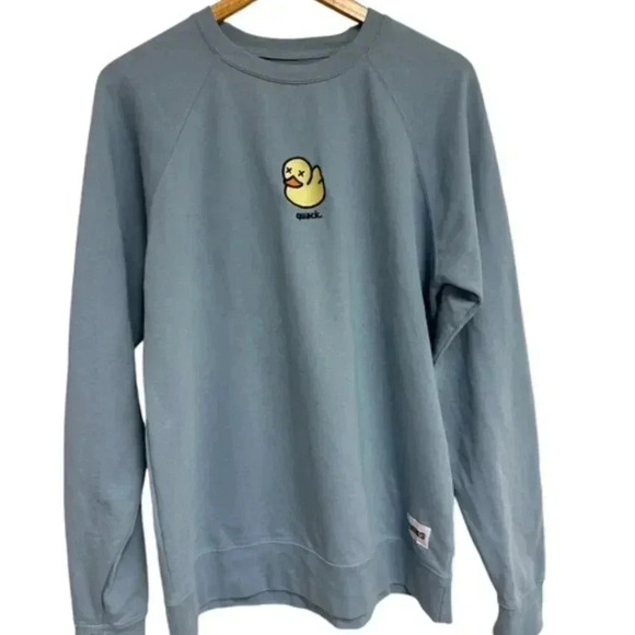 Dumbclub Quack Light Blue Sweatshirt Size XL Made in USA Yellow Duck - Picture 1 of 8